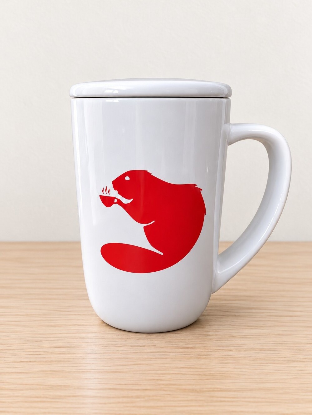 DAVIDsTEA Oh Canada Beaver Mug with Lid Red White Canadian NEW